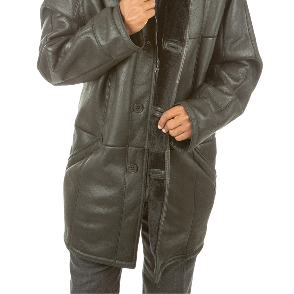 Werner Christ Patchwork Shearling Leather Coat Bl… - image 5